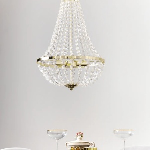 Produs Resigilat Candelabru Re-Bloom Diamante, fier/sticla acrilica, 40x40x110 cm, 2 lumini E14 max 40W, 230V, IP20, bec neinclus, auriu - Verificat A - Img 6