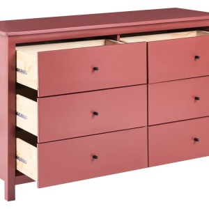 Produs Resigilat Comoda cu 6 sertare Re-Bloom Barcaldine, lemn de pin, 130x45x82 cm, 40 kg, visiniu - Verificat A - Img 2
