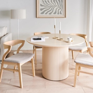 Produs Resigilat Masa de sufragerie rotunda Re-Bloom Newell, MDF, diametru 120 cm, inaltime 75 cm, 4 persoane, bej deschis - Verificat A - Img 4