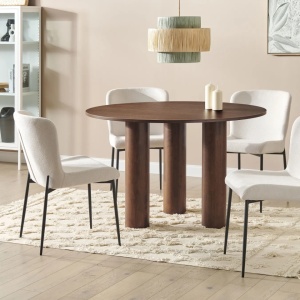 Produs Resigilat Masa de sufragerie rotunda Re-Bloom Orin, MDF/lemn cauciuc, diametru 120 cm, inaltime 76 cm, 4 persoane, 150 kg, maro inchis - Verificat A - Img 2