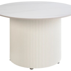Produs Resigilat Masuta de cafea Re-Bloom Leona, piatra sinterizata/otel, 70x70x43 cm, 30 kg, alb - Verificat A