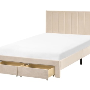 Produs Resigilat Pat Re-Bloom Lonzac, 120x200 cm, catifea/lemn, somiera 12 lamele, tablie 125x51 cm, picioare 28 cm, bej - Verificat A - Img 7