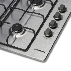 Produs Resigilat Plita incorporabila Heinner HBH-V4IEIX, Gaz, 4 arzatoare, Gratar email, Control lateral, Aprindere electrica, Dispozitiv de siguranta, Duze GPL incluse, Dimenziuni (LxA): 58x51 cm, Culoare: Inox - Img 3