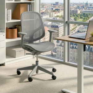 Produs Resigilat Scaun de birou Re-Bloom Aeri, plasa/polipropilena, 60x60x93-103 cm, 150 kg, gri deschis - Verificat A - Img 2