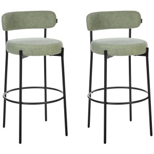 Produs Resigilat Set 2 scaune de bar Re-Bloom Allison, textil/metal, 50x50x97 cm, suport picioare, 120 kg, verde/negru - Verificat A