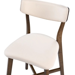 Produs Resigilat Set 2 scaune de bar Re-Bloom Yuma, lemn cauciuc/MDF/textil, 50x54x93 cm, spuma, 110 kg, alb/maro inchis - Verificat A - Img 4
