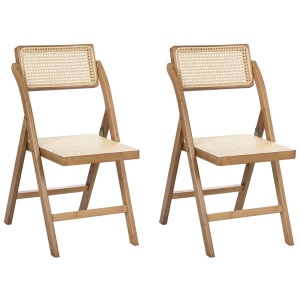 Produs Resigilat Set 2 scaune de masa pliabile Re-Bloom Modane, bambus/ratan PE, 45x54x83 cm, 150 kg, bej/maro - Verificat A