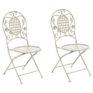 Produs Resigilat Set 2 scaune gradina pliabile Re-Bloom Bivio, metal, 43x52x93 cm, 120 kg, alb-galui - Verificat A