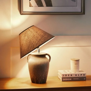 Produs Resigilat Veioza Re-Bloom Agefet, ceramica/textil, 35x35x49 cm, E27 max 45W, 230V, cablu 130 cm, bec neinclus, gri/bej - Verificat A - Img 3