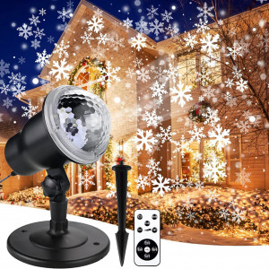 Proiector de lumini cu LED si model ninsoare YMing, IP65, telecomanda, negru, plastic/aluminiu, 31,7 cm