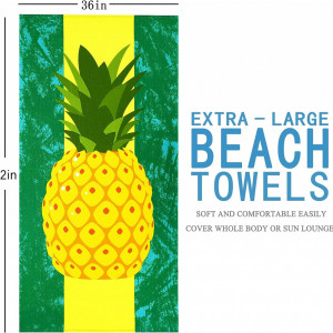 Prosop de plaja Genovega, poliester, ananas, verde, 186 x 86 cm