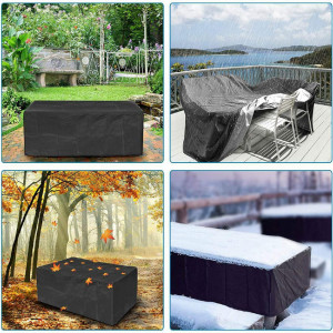 Protectie impermeabila rezistenta la vant si UV pentru mobilier de gradina AISENPARTS, tesatura oxford, negru, 120 x 120 x 74 cm - Img 6