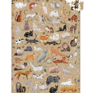 Puzzle pentru copii educational, Banana Panda Puzzlove Cats, 500 piese, rase pisici, format mare 68 x 48 cm - Img 1