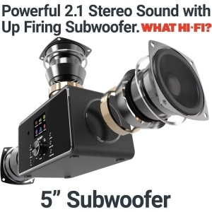 Radio internet global Bluetooth DAB+, 2.1, cu subwoofer integrat, 100 W, Radio FM, Spotify Connect, telecomanda, negru, Resigilat, Grad A - Img 4