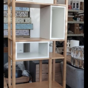 Raft de depozitare Insar by Otto, MDF, natur/alb, 70 x 38 x 199 cm - Img 4