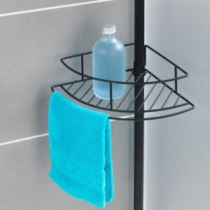 Raft pentru cabina de dus Dolcedo, otel inoxidabil, negru, 31 x 65-275 x 23 cm