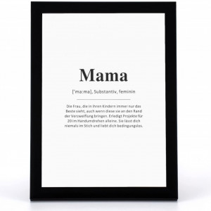 Rama foto cu mesaj pentru mama Dekorahmen, alb/negru, lemn/hartie/plastic, 23,1 x 31,8 cm