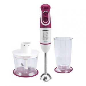 RESIGILAT – BLENDER DE MANA HEINNER CHARM HB-600BG, Putere 600W, 5 viteze, Functie Turbo, Tel, Tocator, Alb/Visiniu