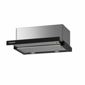 RESIGILAT – HOTA TELESCOPICA HEINNER HTCH-F660GBK, Latime 59.5 cm, Putere de absorbtie 611.79 m3/h, 1 motor, Iluminare LED, Sticla neagra