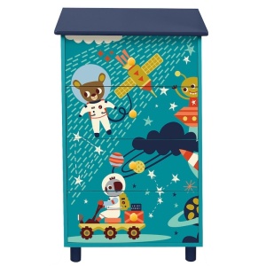 RESIGILAT - Comoda pentru camera copilului U-Grow Explore the universe, cu 4 sertare, albastru