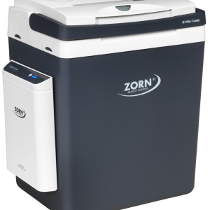 RESIGILAT - Lada frigorifica auto si camping ZORN Z 32 LNP, 29 litri, alimentare 12V/230V + acumulator extern Li-ion 20.8 Ah, racire-incalzire, alb-gri