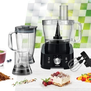 Robot de bucatarie Heinner Cookery Chef HFP-1000BK, 1000W, blender si rasnita incluse, capacitate bol 3.5L, capacitate blender 1.8L, 2 viteze + Pulse, cutit inox, negru, Resigilat, Grad A