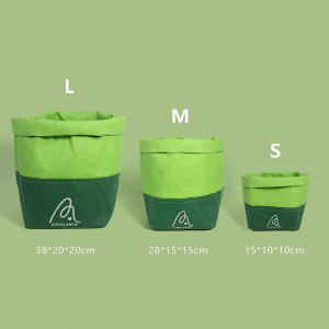 Sac de depozitare reutilizabil Amouhom, hartie Kraft, verde inchis/verde deschis, 2300 ml, - Img 5