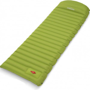 Saltea de camping pneumatica Overmont, poliester/PVC, verde, 60 x 190 x 12 cm
