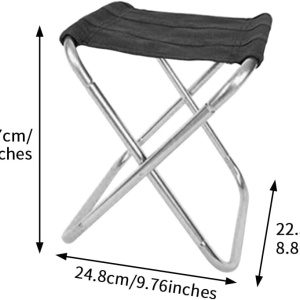 Scaun de camping pliabil Movkzacv, aluminiu/textil, negru/argintiu, 24,8 x 22,5 x 27 cm