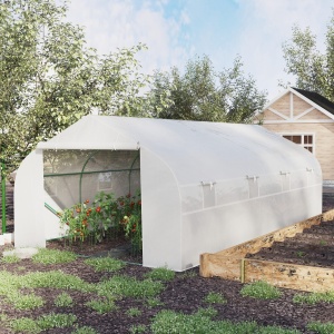 Sera tunel pentru gradina 6x3x2m, otel galvanizat Ø18mm/PE 140g/m², 8 ferestre 45x38cm, usa rulanta, alb - Verificat A · Re-Bloom - Img 2
