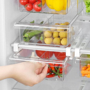 Sertar organizator pentru frigider cu 8 compartimente FOCCTS, plastic, transparent, 30.5 x 20 x 9.5  cm