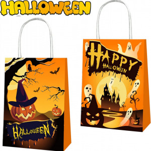 Set 12 pungi de cadou Halloween LITOU, hartie, 16 x 21 x 8 cm - Img 7