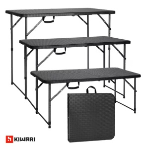 Set 15 mese pliabile reglabile Kiwari dreptunghiulare 120x60 cm, 4 persoane, negru - Img 5