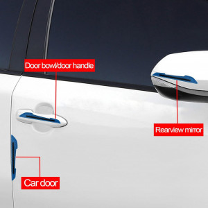 Set 2 autocolante reflectorizante de protectie pentru oglinda/portiera Risunpet, rasina/fibra de carbon, albastru, 16 x 1,3/2,3 cm - Img 6