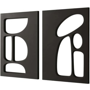 Set 2 decoratiuni de perete Re-Bloom, MDF, negru, 40 x 60 cm, Resigilat, Grad B