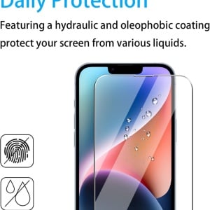 Set 2 folii ecran, una spate si 2 pentru camera pentru iPhone 14 Plus Effcotuo, sticla securizata, transparent, 6,7 inchi