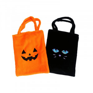 Set 2 sacose de Halloween pentru bomboane, plus, negru/portocaliu, 30 x 40 cm - Img 1