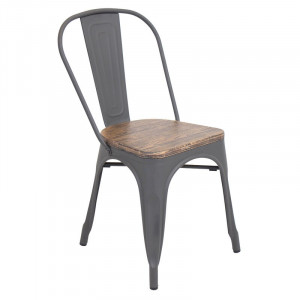 Set 2 scaune de masă Claremont din metal, gri, 83cm H x 44cm W x 51cm D - Img 2