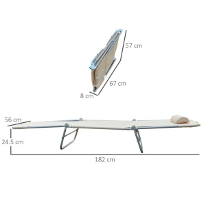 Set 2 sezlonguri de plaja pliabile Re-Bloom, otel/plasa, 137x56x86 cm, extensibil 182x56 cm, spatar 5 niveluri, 120 kg, bej - Verificat A · Re-Bloom - Img 3