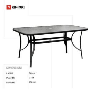 Set 20 mese dreptunghiulare Kiwari Lido 150x90x71 cm, 6 persoane, gradina/terasa, gri - Img 5