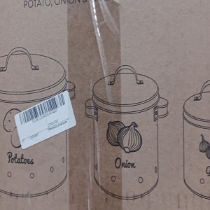 Set 3 recipiente pentru depozitarea legumelor, Navaris, Crem, Resigilat, Grad A - Img 6