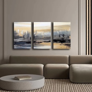 Set 3 tablouri decorative canvas triptic, 3x45x70 cm, dimensiune totala 145x70 cm, panza 100% 2.8mm, cadru lemn pin 100%, multicolor - Verificat A · Re-Bloom - Img 3