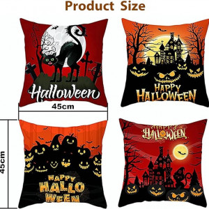 Set de 4 fete de perna de Halloween, poliester, multicolor, 45X45cm