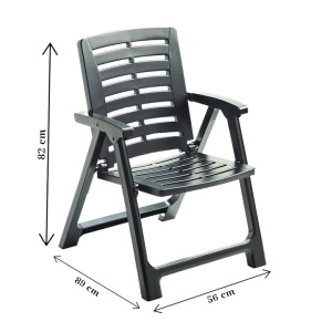 Set 4 scaune de gradina, Progarden, Rexi, Pliabil, Polipropilena, Antracit, 56x89x82 cm, Resigilat, Grad A - Img 2