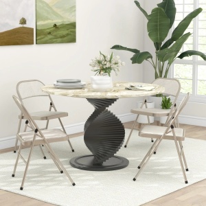 Set 4 scaune pliabile moderne cu perne, otel/poliester/spuma, 45x46x78 cm pliat 45x97x9 cm, sezut 37x37x45cm, spatar 42x36cm, capacitate 120kg, bej - Verificat A · Re-Bloom - Img 2