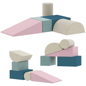 Set 5 blocuri spuma pentru bebelusi Re-Bloom, samt/spuma, 61x40.6x60 cm, construit+jucat+catarit, varsta 0.5-3 ani, 15 kg, multicolor - Verificat A · Re-Bloom - Img 4