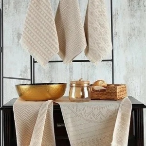 Set 5 prosoape, bumbac 100%, 38x65 cm, 270g/m², lavabil 40°C, bej - Verificat A · Re-Bloom - Img 3