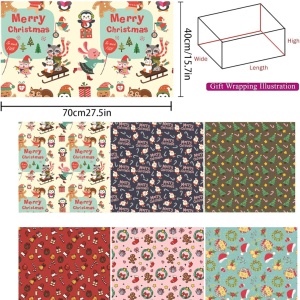 Set 6 role hartie de impachetat pentru Craciun Sunshine Smile, multicolor, 40 x 70 cm