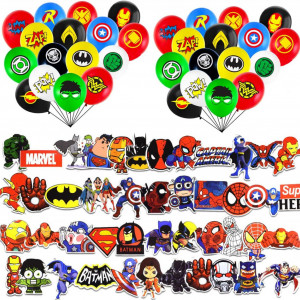 Set aniversar de 32 baloane si 50 autocolante Jingyou, multicolor, latex/hartie, 6 cm / 12 cm - Img 1