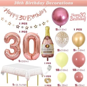 Set aniversar pentru 30 de ani Victerr, latex/folie, rose gold, 53 piese